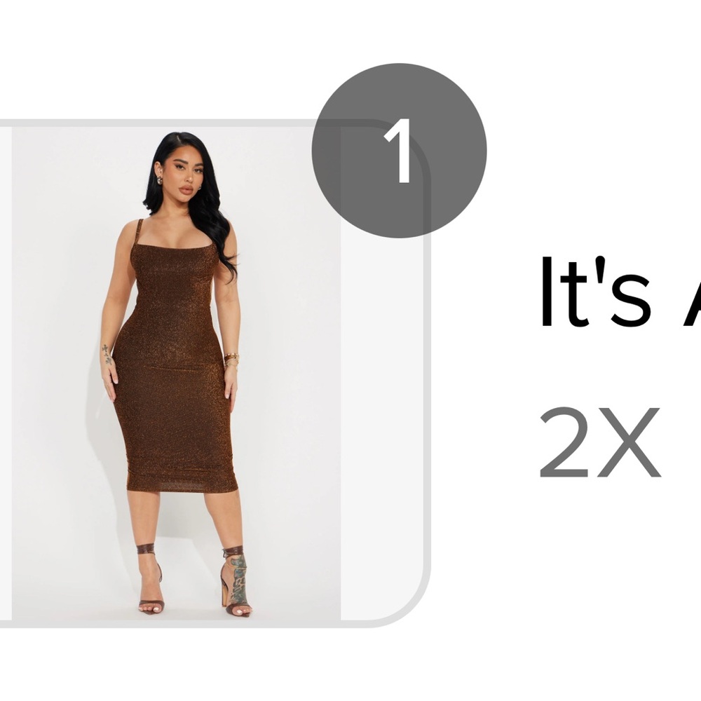 Fashion Nova Shimmering Brown Midi Dress